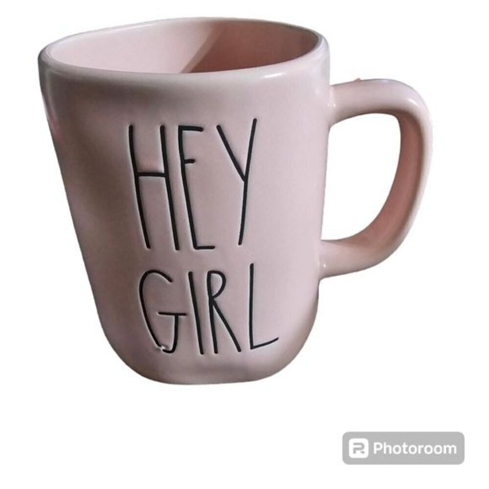 NWT Rae Dunn Magenta Pastel Pink Hey Girl Ceramic Coffee Mug Farmhouse Tea